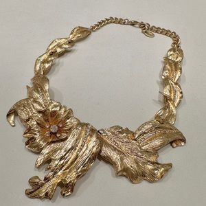 Zara gold flower statement necklace